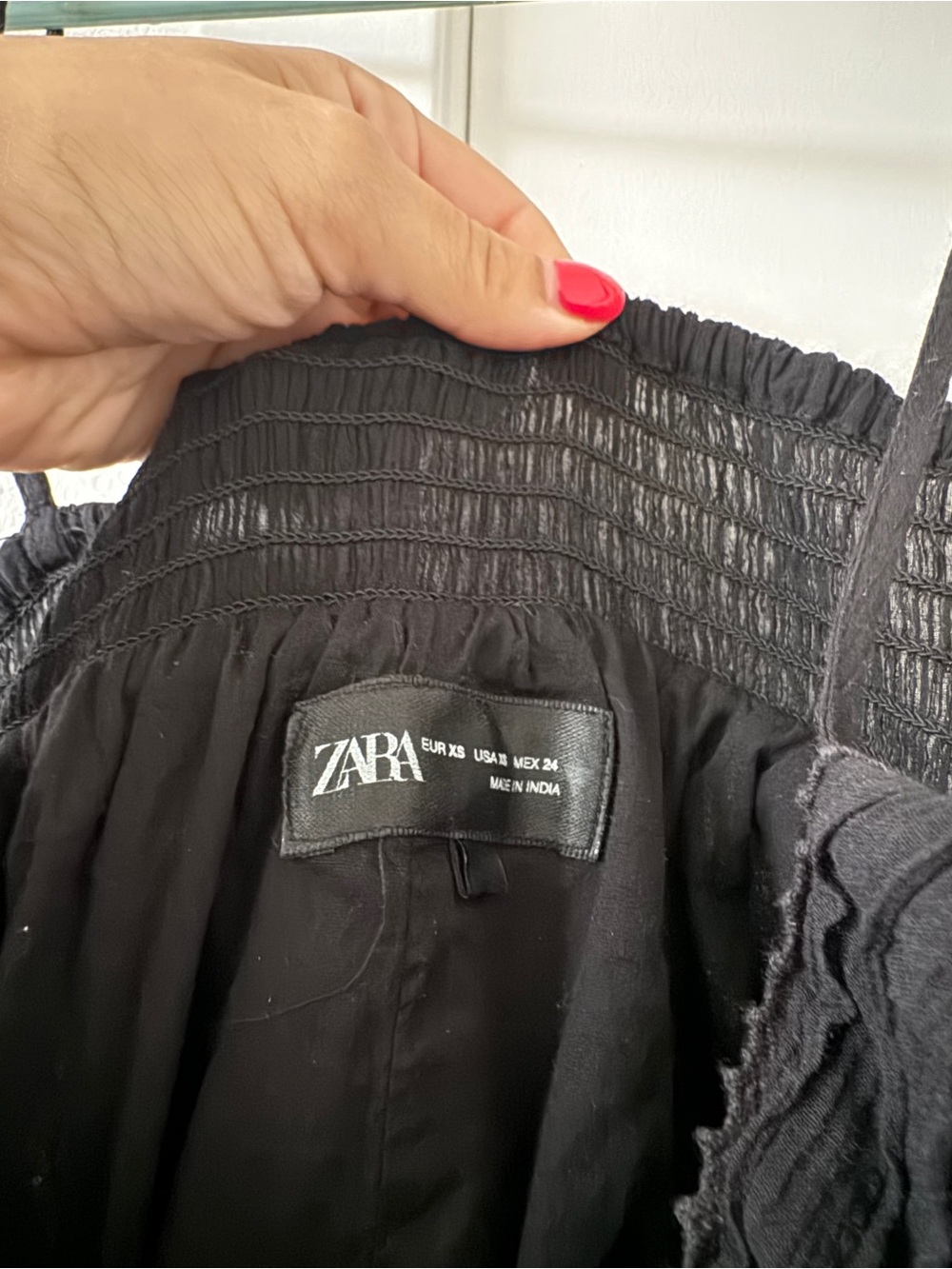 Zara Black Tiered Mini Dress with Spaghetti Straps - Picture 3 of 3